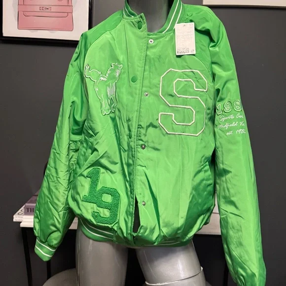 Sunset Valley NWT! Green Sporty Bomber Jacket - Picture 2 of 6